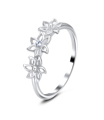 Flower Silver Ring with CZ  Stone NSR-3214